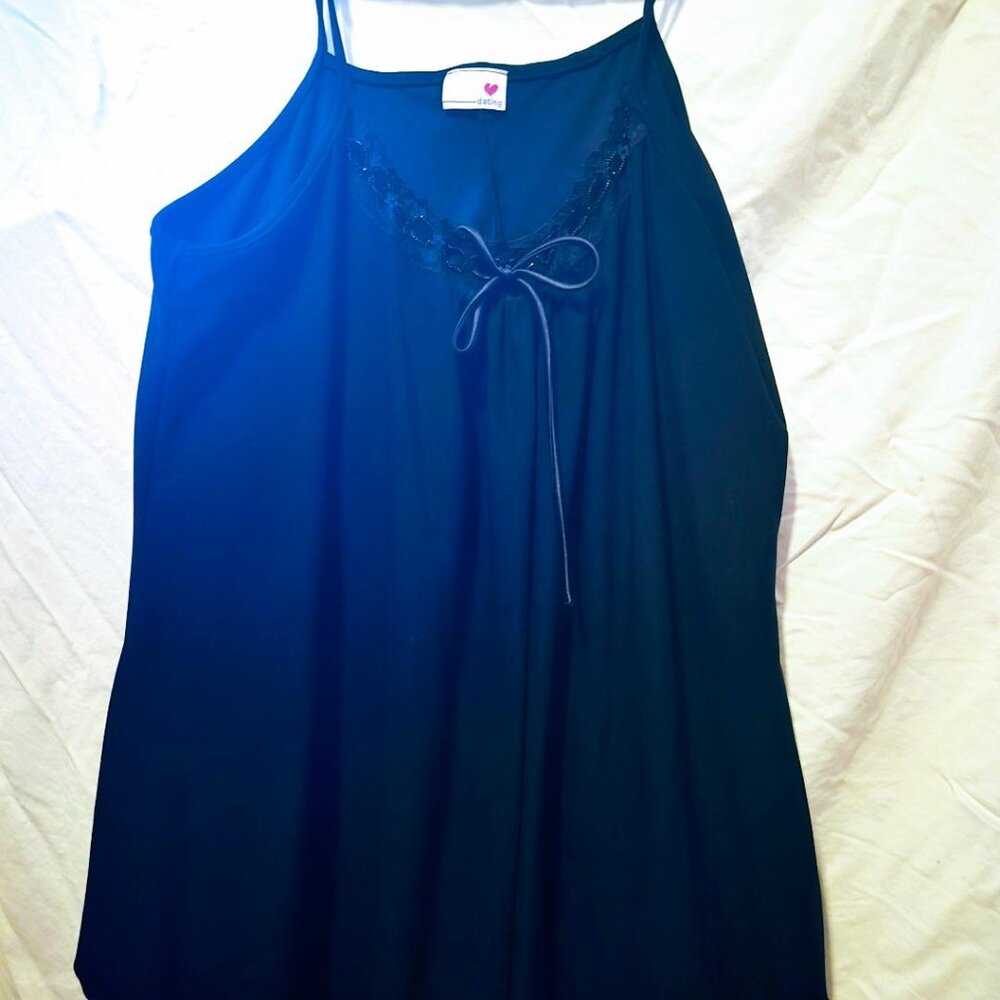 New Black Beaded Bow Tunic Top Shirt M L